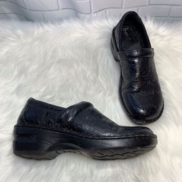 Born BOC Peggy Black Tooled Leather Clogs Size 11 - Picture 1 of 7